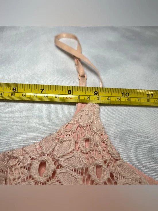 City Triangle Peach Floral Lace Spaghetti Strap Fit Flare Dress Womens Medium - Picture 3 of 7